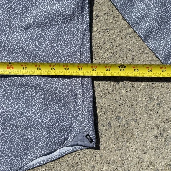 Hugo Boss Blue Micro Print Long Sleeve Button Down Shirt Slim Fit sz XL Travel - Picture 5 of 8